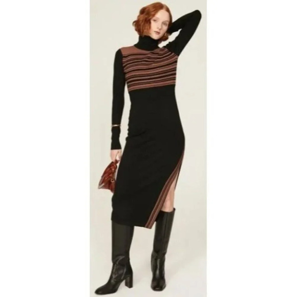 NWT TOCCIN Blake Striped Turtleneck Dress-sz XL - Picture 1 of 12